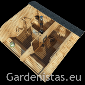 Ovaalne tünnisaun 4.2x4m Ovaalsed saunad Gardenistas.eu 2