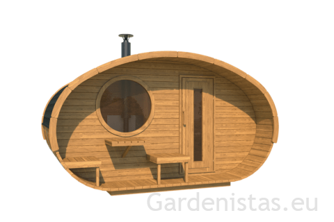 Ovaalsaun KESKMINE PURAVIK terassiga – kahe ruumiga Ovaalsed saunad Gardenistas.eu 4
