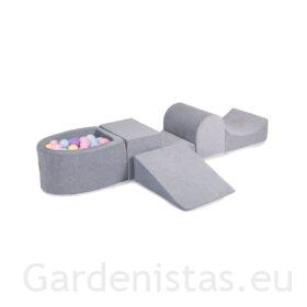 Mängukomplekt minipallimerega – hall (4 elementi, minipallibassein+100 palli) Mängukomplektid pallimerega Gardenistas.eu