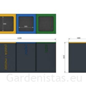Jäätmeprügikast “Satis III 3x65l” Jäätmeprügikastid siseruumi 2 Jäätmeprügikast “Satis III 3x65l” Jäätmeprügikastid siseruumi Gardenistas.eu 2